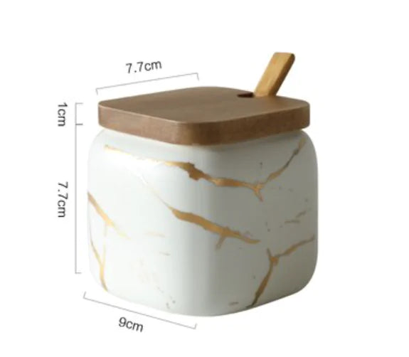 Marble Pattern Ceramic Kitchen Seasoning Tank Set