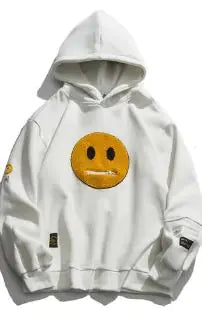 Smile Face Patchwork Hooded Sweatshirts