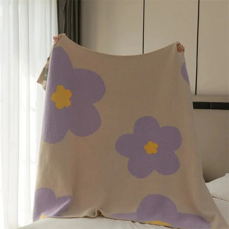 Korean Sunflower Velvet Knitted Blanket