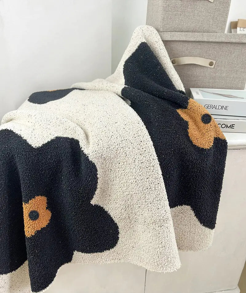 Korean Sunflower Velvet Knitted Blanket